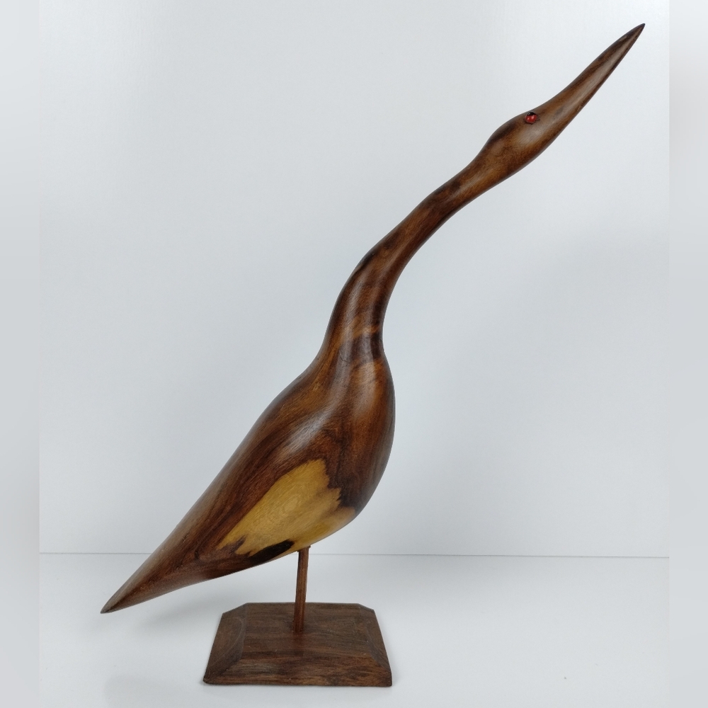 Elegant Wooden Bird Sculpture SPLIT READ
